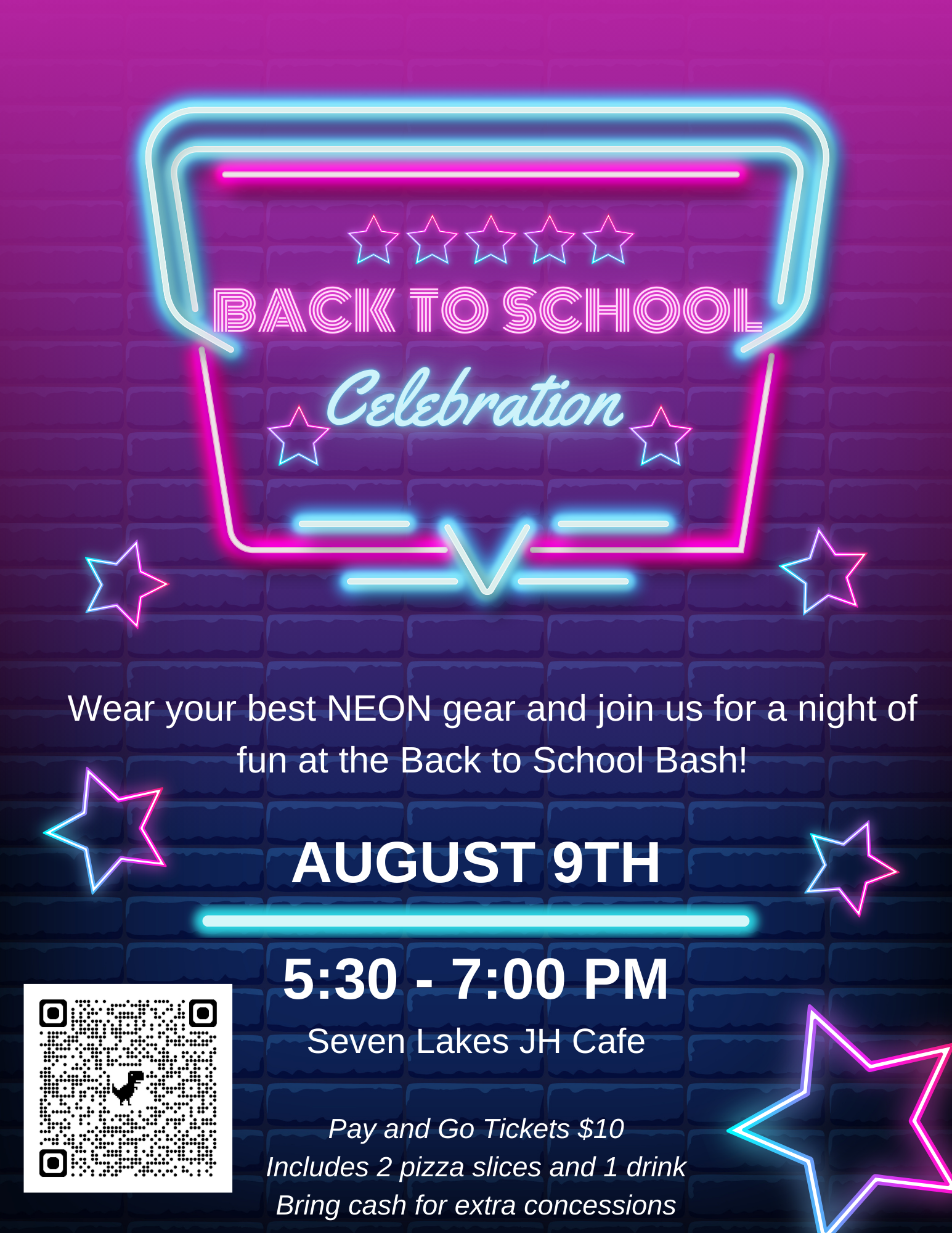 Back to School Celebration on August 9 from 5:30 to 7PM